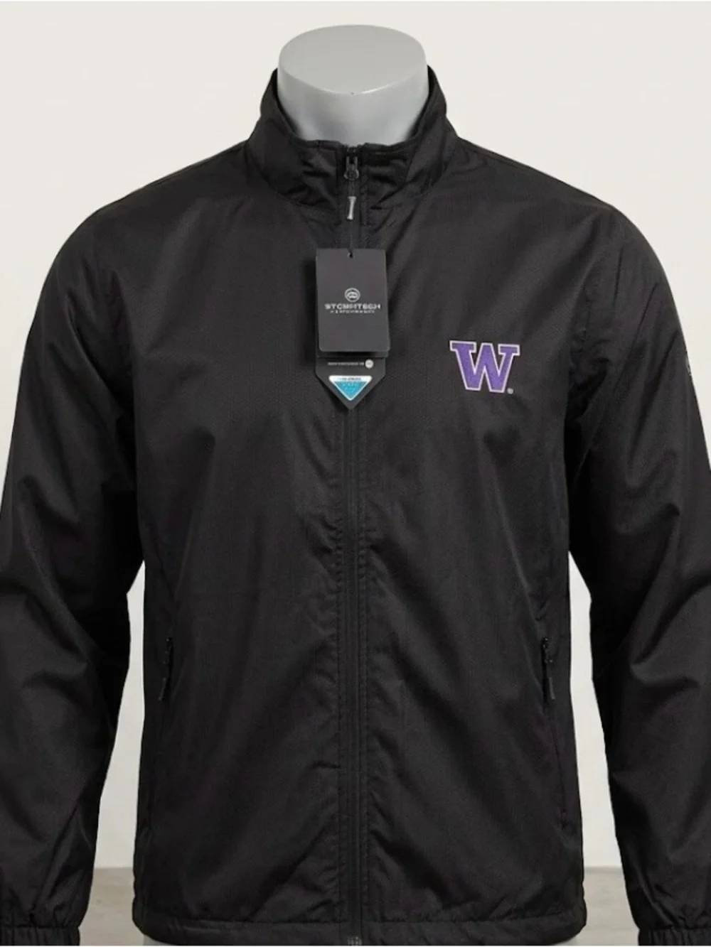 UNIVERSITY of WASHINGTON Water Resistant Windbreaker Jacket -Black with Purple W